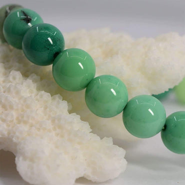 Natural Green Chrysoprase Gemstone 8mm Round Beads Stretch Bracelet 7inch Unisex
