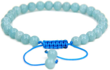 Natural Blue Amazonite Gemstone 6mm Round Beads Adjustable Bracelet 7inch Unisex