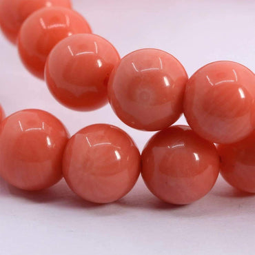 Angelstones Dyed OrangeRed Coral Gemstone 8mm Round Beads Stretch Bracelet 7 Inch