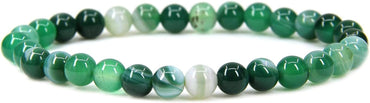 Natural Green Banded Agate Gemstone 6mm Round Beads Stretch Bracelet 7inch Unisex