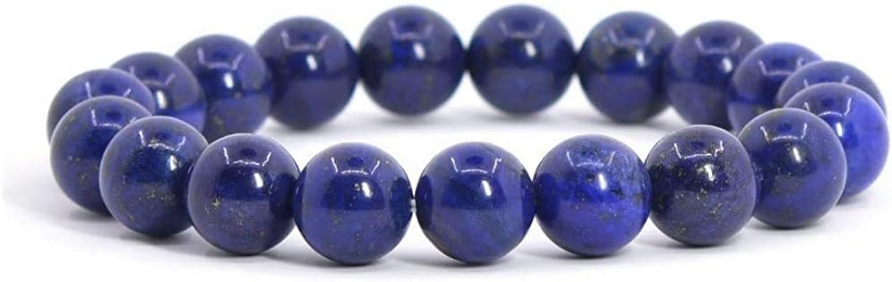 Dyed Lapis Gemstone 10mm Round Beads Stretch Bracelet 7 Inch Unisex