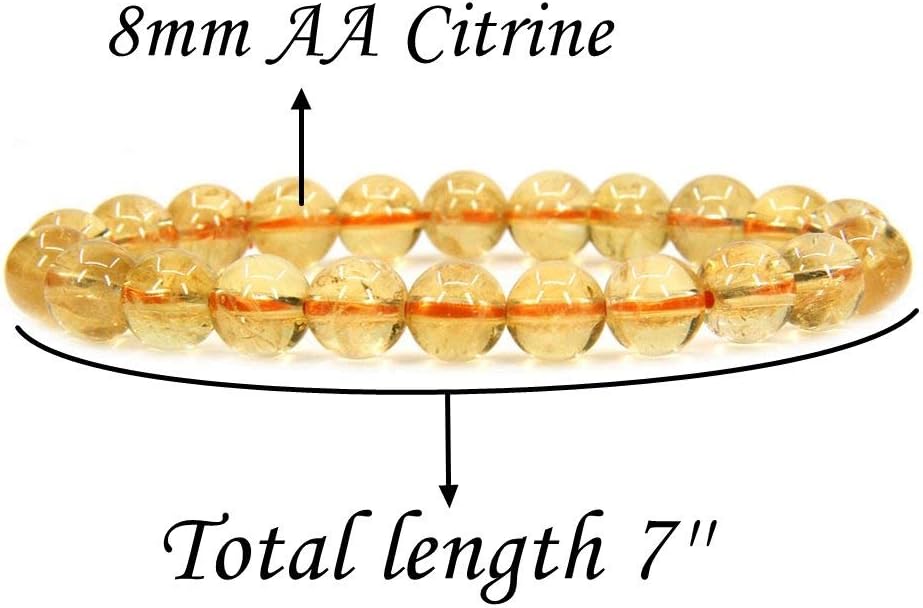 Natural AA Citrine Gemstone 8mm Round Beads Stretch Bracelet 7inch Unisex ¡­