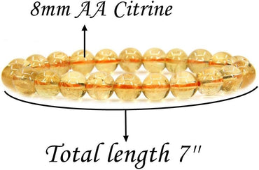 Natural AA Citrine Gemstone 8mm Round Beads Stretch Bracelet 7inch Unisex ¡­