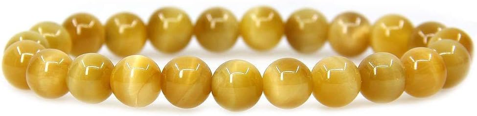 Natural AAA Gold Tiger Eye Gemstone 8mm Round Beads Stretch Bracelet 7inch Unisex