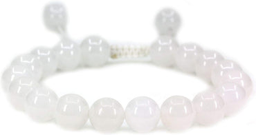Angelstones Handmade Gemstone 10mm White Jade Round Beads Adjustable Braided Macrame Tassels Chakra Reiki Bracelets 7-9 inch Unisex