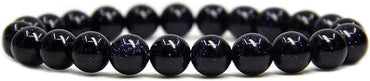Angelstones Natural Blue Goldstone Genuine Semi-Precious Gemstones Healing 8mm Beaded Stretch Bracelet 7inch Unisex