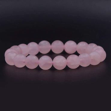 Natural Matte Rose Quartz Gemstone 10mm Round Beads Stretch Bracelet 7 Inch Unisex