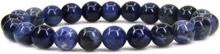 Natural Blue Sodalite Gemstone 8mm Round Beads Stretch Bracelet 7inch Unisex