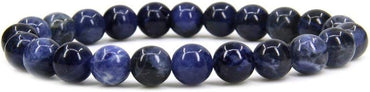 Natural Blue Sodalite Gemstone 8mm Round Beads Stretch Bracelet 7inch Unisex