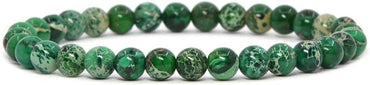 Dyed Green Sea Sediment Jasper Gemstone 6mm Round Beads Stretch Bracelet 6.5inch Unisex