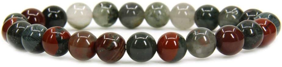 Natural African Bloodstone Gemstone 8mm Round Beads Stretch Bracelet 7inch Unisex