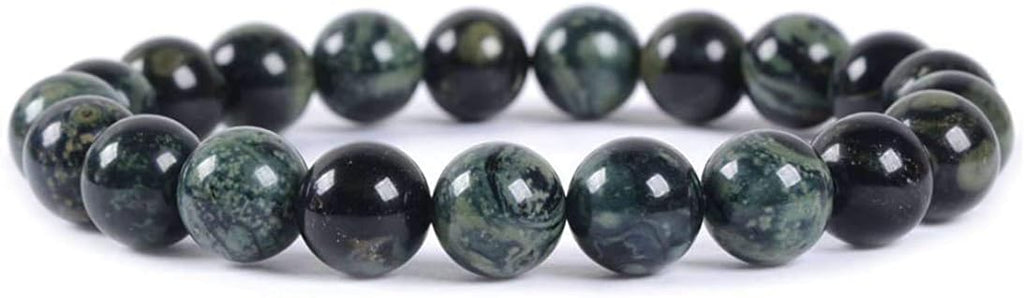 Natural Kambaba Jasper Gemstone 8mm Round Beads Stretch Bracelet 7 Inch Unisex