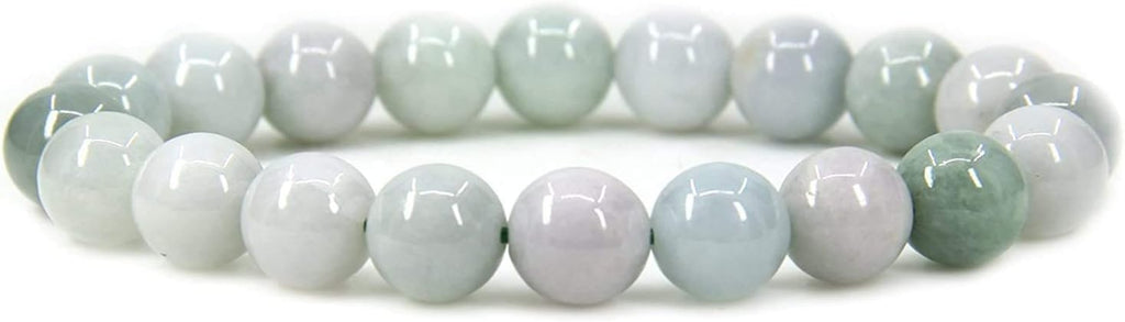 Angelstones Natural Green White Jade Jadeite Genuine Semi Precious Gemstones Healing 10mm Beaded Stretch Bracelet 7inch Unisex