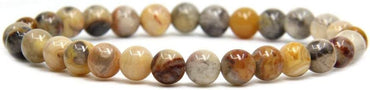 Angelstones Natural Crazy Lace Agate Gemstone 6mm Round Beads Stretch Bracelet 7inch Unisex