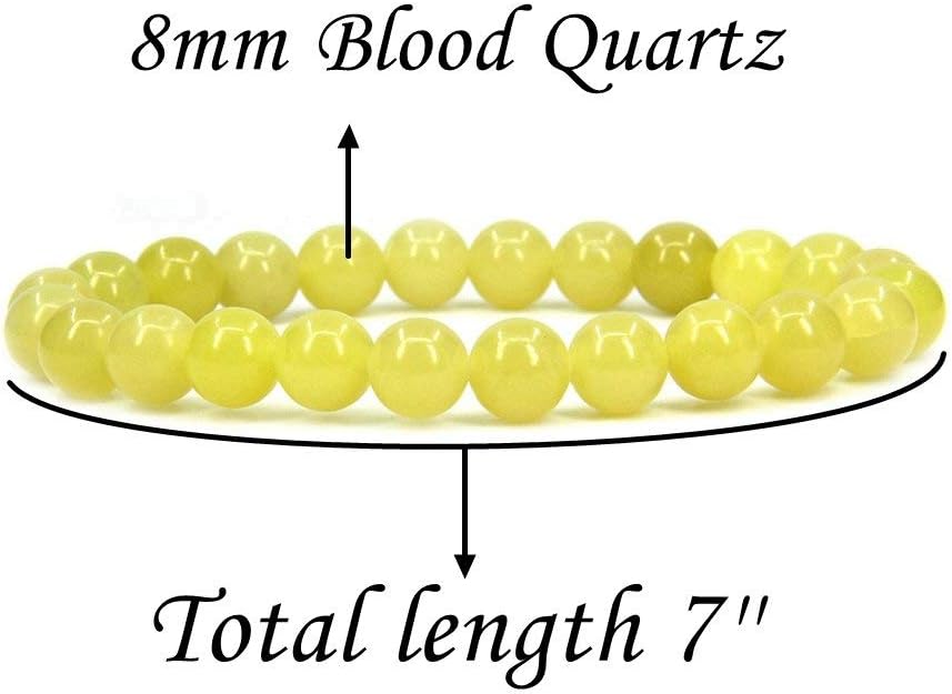 Natural Blood Quartz Gemstone 8mm Round Beads Stretch Bracelet 7inch Unisex
