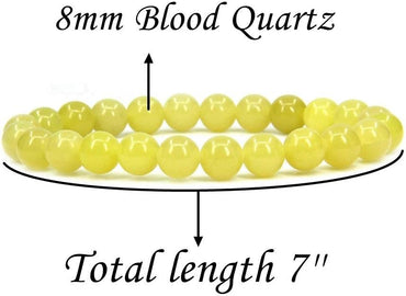 Natural Blood Quartz Gemstone 8mm Round Beads Stretch Bracelet 7inch Unisex