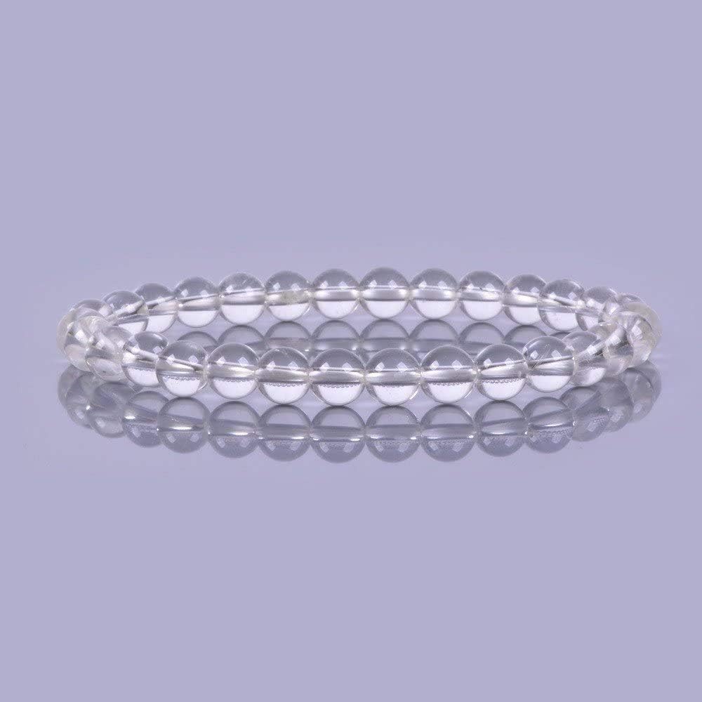 Natural Clear Quartz Gemstone 6mm Round Beads Stretch Bracelet 6.5inch