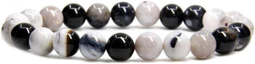 Darral Dendrite Agate Gem Semi Precious Gemstone 8mm Ball Beads Stretch Bracelet 7inch Unisex