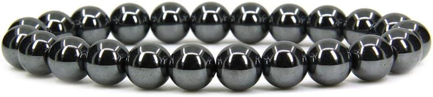 Natural Black Hematite Gemstone 8mm Round Beads Stretch Bracelet 7inch Unisex