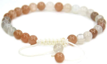 Natural AA Multicolor Sunstone Gemstone 6mm Round Beads Adjustable Bracelet 7inch Unisex