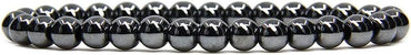 Angelstones Natural Black Hematite Gemstone 6mm Round Beads Stretch Bracelet 7inch Unisex
