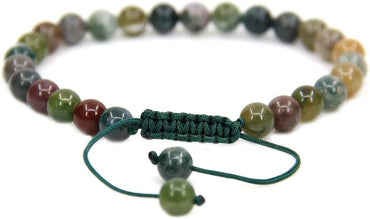 Natural India Agate Gemstone 6mm Round Beads Adjustable Bracelet 7inch Unisex