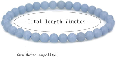 Natural Matte Angelite Gemstone 6mm Round Beads Stretch Bracelet 7inch Unisex
