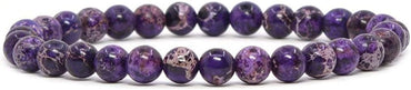 Dyed Purple Sea Sediment Jasper Gemstone 6mm Round Beads Stretch Bracelet 6.5inch Unisex