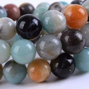 Angelstones Natural Multi-Color Amazonite Gemstone 10mm Round Beads Stretch Bracelet 7 Inch Unisex