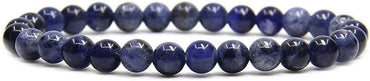 Angelstones Natural Blue Sodalite Gemstone 6mm Round Beads Stretch Bracelet 7inch Unisex