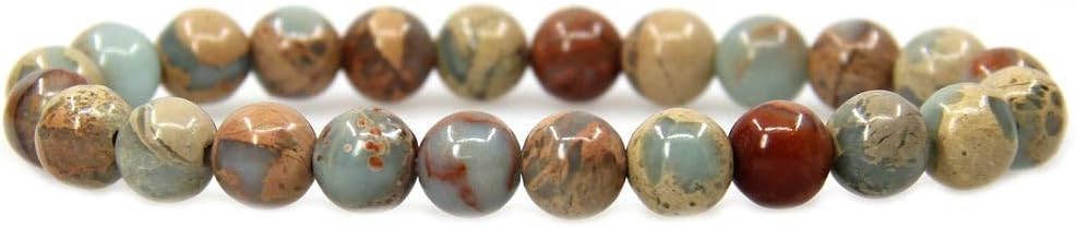 Natural Serpentine Gemstone 8mm Round Beads Stretch Bracelet 7inch Unisex