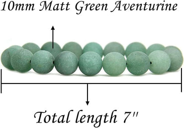 Angelstones Natural Matt Green Aventurine Genuine Semi-Precious Gemstones Healing 10mm Beaded Stretch Bracelet 7inch Unisex