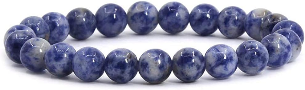 Natural Blue Spot Jasper Gemstone 8mm Round Beads Stretch Bracelet 7inch Unisex