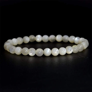 Natural Mother Of Pearl Shell Gemstone 6mm Round Beads Stretch Bracelet 6.5inch Unisex