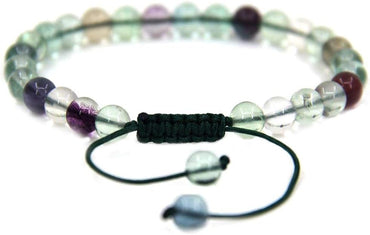 Natural AA Grade Clear Green Fluorite Gemstone 6mm Round Beads Adjustable Bracelet 7inch Unisex
