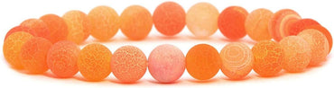 Orange Weathered Agate Gemstone 8mm Round Beads Stretch Bracelet 7 Inch