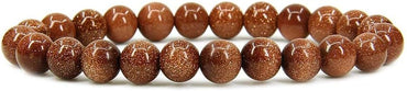 Synthetic Goldstone Gemstone 8mm Round Beads Stretch Bracelet 7inch Unisex