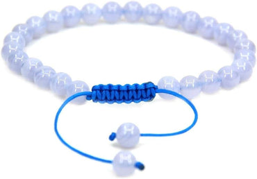 Natural AA Grade Blue Lace Agate Gemstone 6mm Round Beads Adjustable Bracelet 7inch Unisex