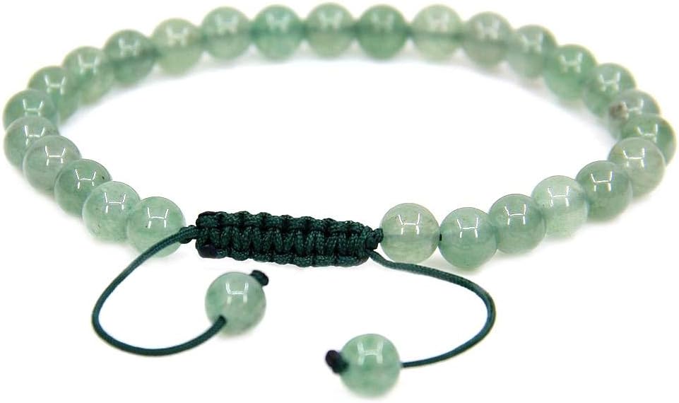 Natural Green Aventurine Gemstone 6mm Round Beads Adjustable Bracelet 7inch Unisex
