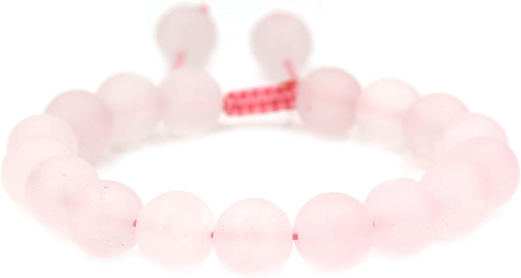 Angelstones Handmade Gemstone 10mm Matt Rose Quartz Round Beads Adjustable Braided Macrame Tassels Chakra Reiki Bracelets 7-9 inch Unisex