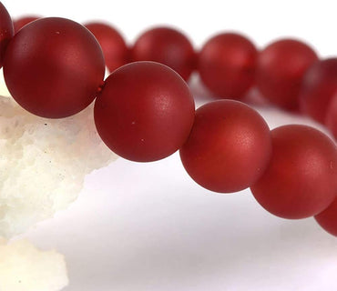 Natural Frosted Red Agate Gemstone 8mm Round Beads Stretch Bracelet 7inch Unisex