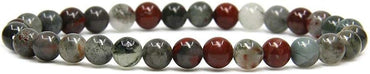 Angelstones Natural African Bloodstone Gemstone 6mm Round Beads Stretch Bracelet 7inch Unisex