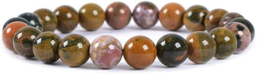 Natural Ocean Agate Gemstone 8mm Round Beads Stretch Bracelet 7 Inch Unisex