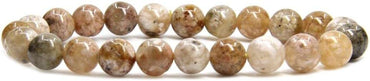 Pink Moss Agate Gem Semi Precious Gemstone 8mm Ball Beads Stretch Bracelet 7inch Unisex