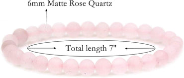 Natural Matte Rose Quartz Gemstone 6mm Round Beads Stretch Bracelet 7inch Unisex