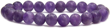 Matt Dark Amethyst Gem Semi Precious Gemstone 8mm Ball Beads Stretch Bracelet 7inch Unisex