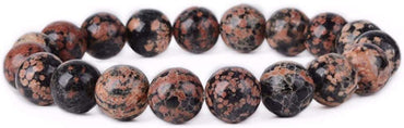 Natural Leopard Skin Jasper Gemstone 10mm Round Beads Stretch Bracelet 7inch Unisex