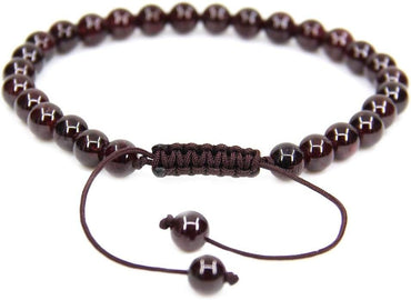 Natural A Grade Red Garnet Gemstone 6mm Round Beads Adjustable Bracelet 7inch Unisex