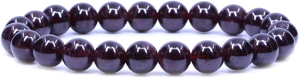 Natural A Grade Red Garnet Gemstone 8mm Round Beads Stretch Bracelet 7inch Unisex