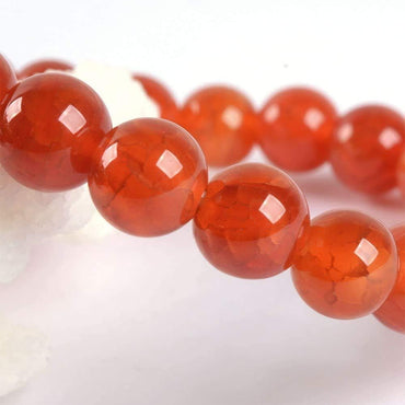Angelstones Red Dragon Skin Agate 8mm Round Beads Stretch Bracelet 7inch Unisex